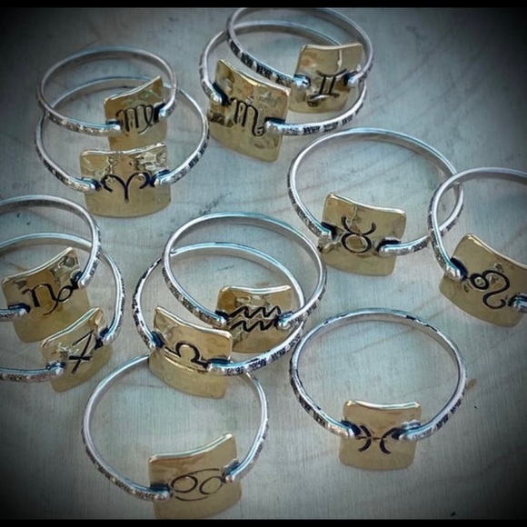 Artisan handmade Rustic zodiac rings - Picture 1 of 4